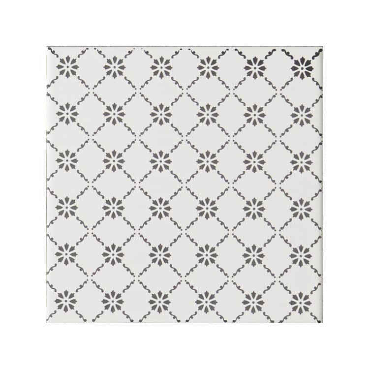 Floral Trellis Grey On Brilliant White 152x152x7