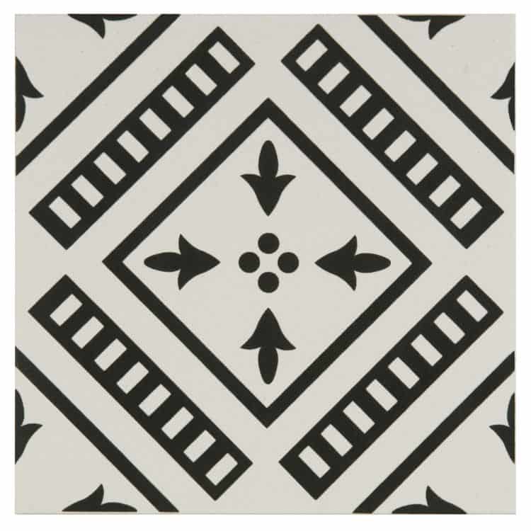 Pompeii Black on Dover White 151 x 151 x 9